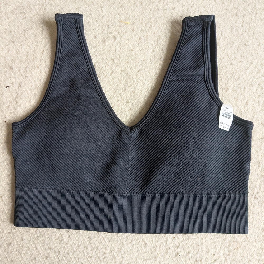 Black Ribbed Women's Bralette NWT Size M
